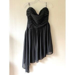 Forever 21 Size 14 Juniors Black Mini Lined Strapless Dress High Low Hem Zip